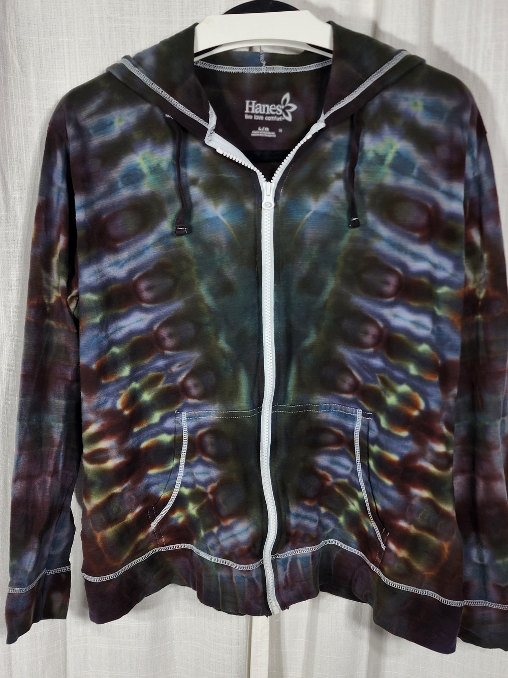 Hanes Tie-Dye Zip Hoodie in Multi-Color